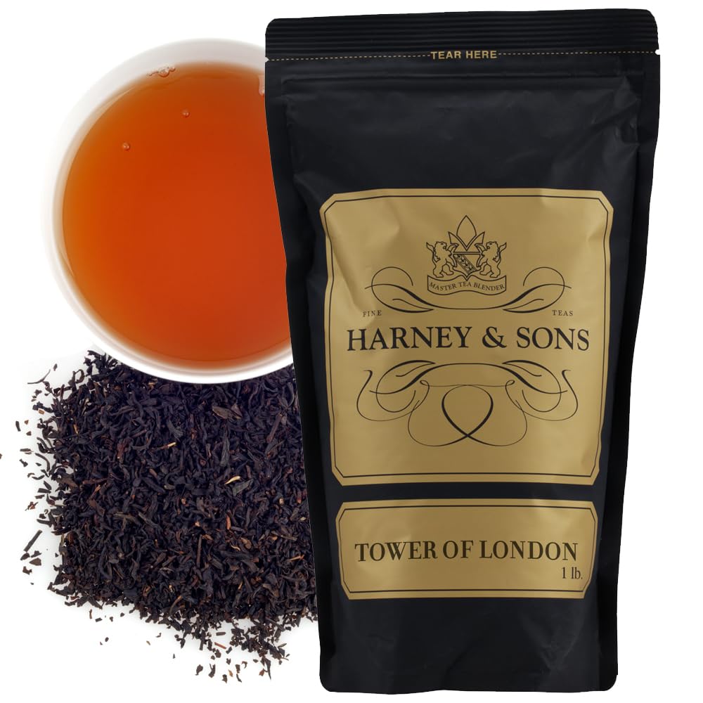 Harney & Sons Tower of London Loose Leaf Tea - Black & Oolong Blend with Vanilla Currant Caramel, 16 oz Bag