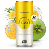 100 Coconuts Pineapple Pure Coconut-100% Pure Coconut Water - Low Calorie All-Natural Drink with Electrolytes - Naturally Sweet, no preservatives