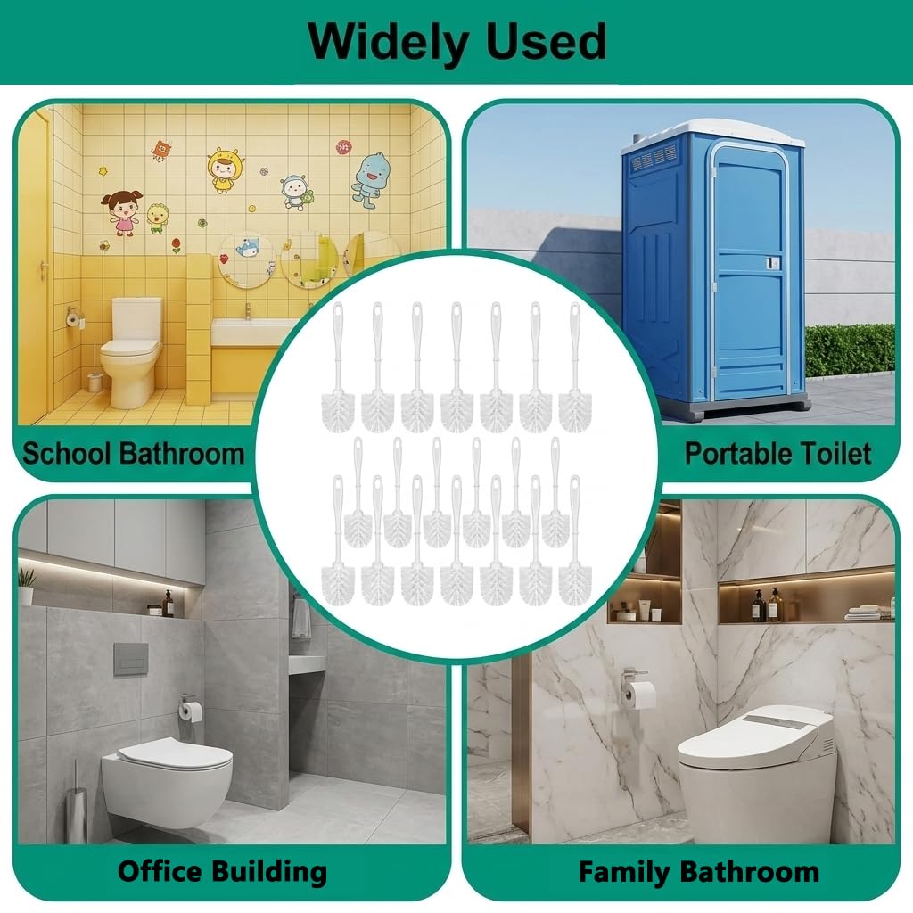 Enjamyo 50 Pcs Toilet Brushes, 14.2 Inch Long Plastic Handled Cleaning Scrubber, Heavy Duty Toilets Scrubber Brush, Toilet Bowl Brush for Bathroom