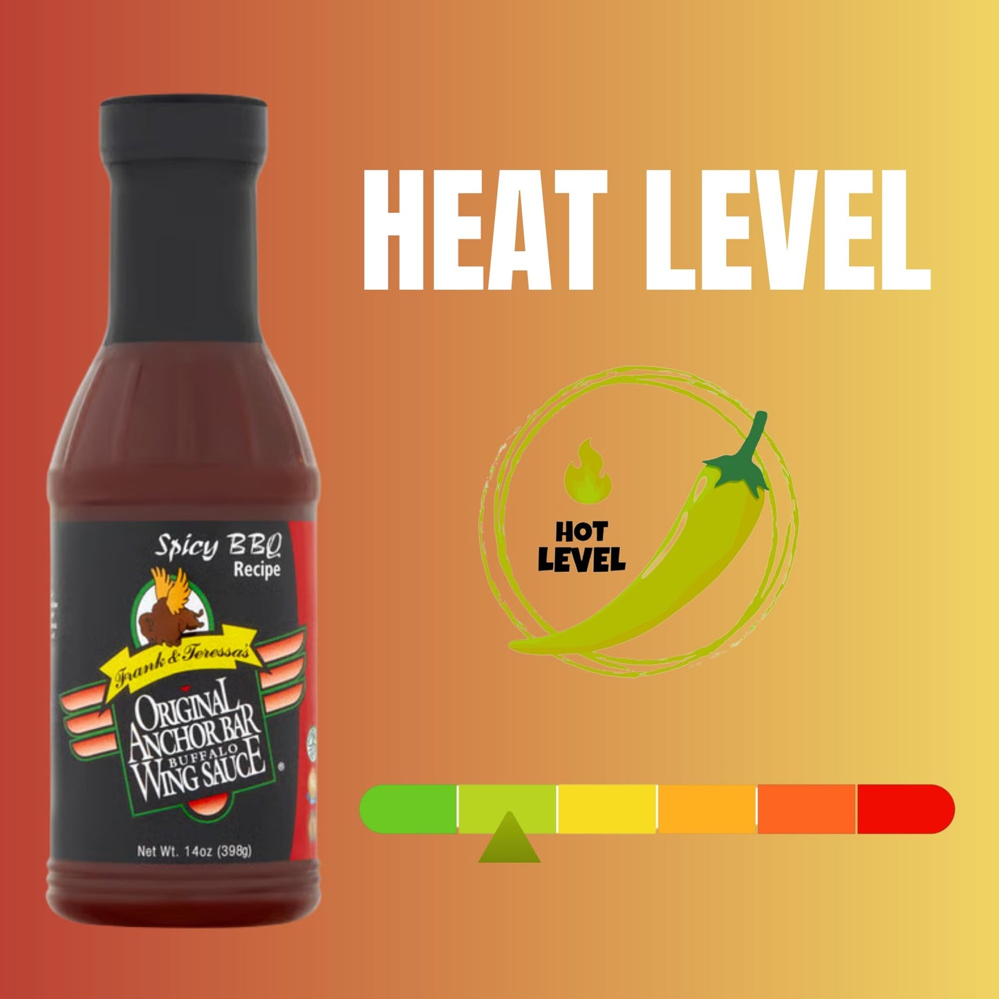 Anchor Bar Spicy Barbecue Wing Sauce, 14oz - Sweet & Tangy BBQ Sauce with a Kick - Perfect for Chicken Wings, Ribs & Grilling