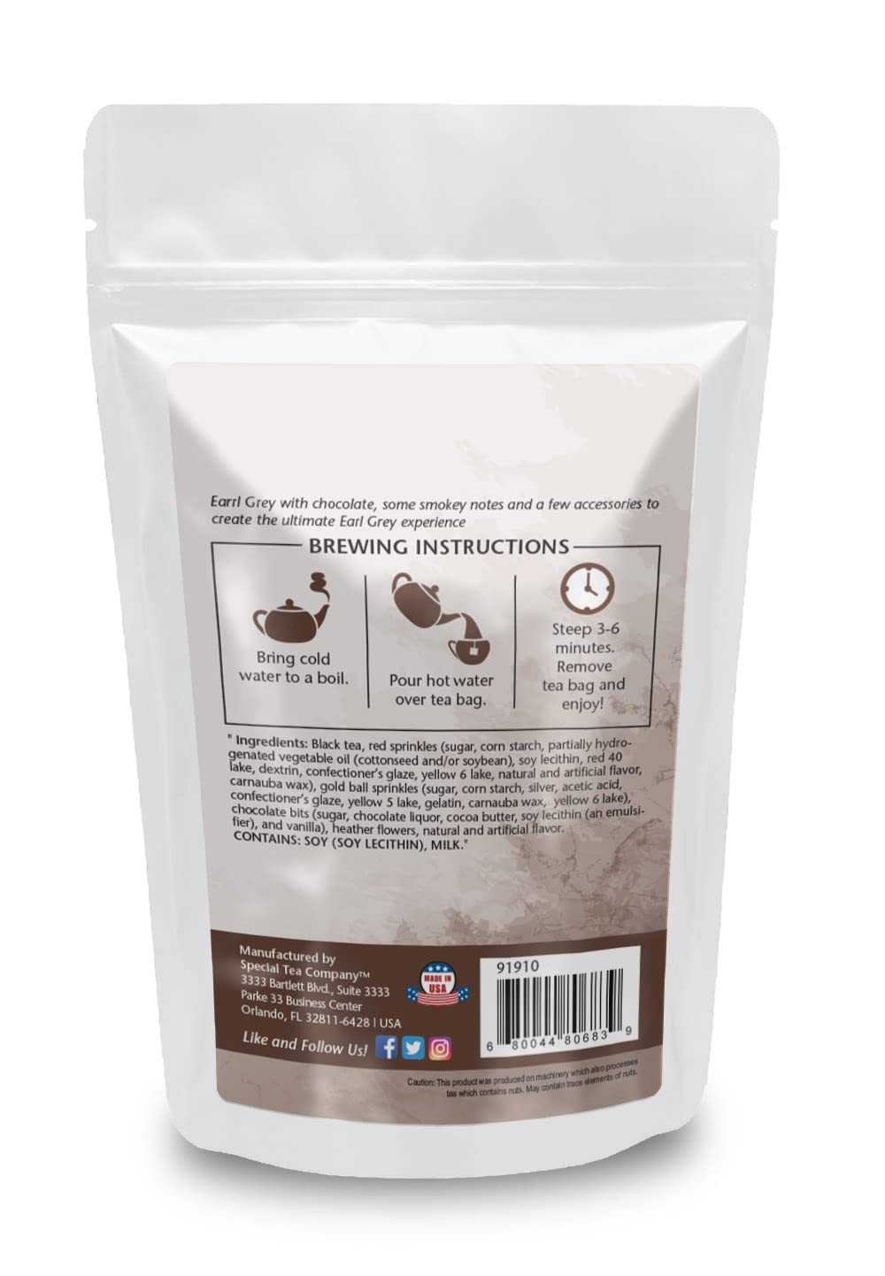 Special Tea Earl Grey Blend Tea with Chocolate, 20 Tea Bags