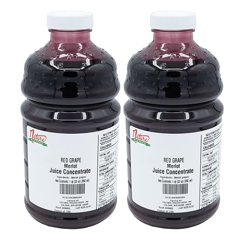 Nature Blessed 100% Pure Merlot Red Grape Fruit Juice Concentrate - 2 Quarts (2/32 fl oz bottles), Perfect for Home Vintners, Brewers, Hard Cider