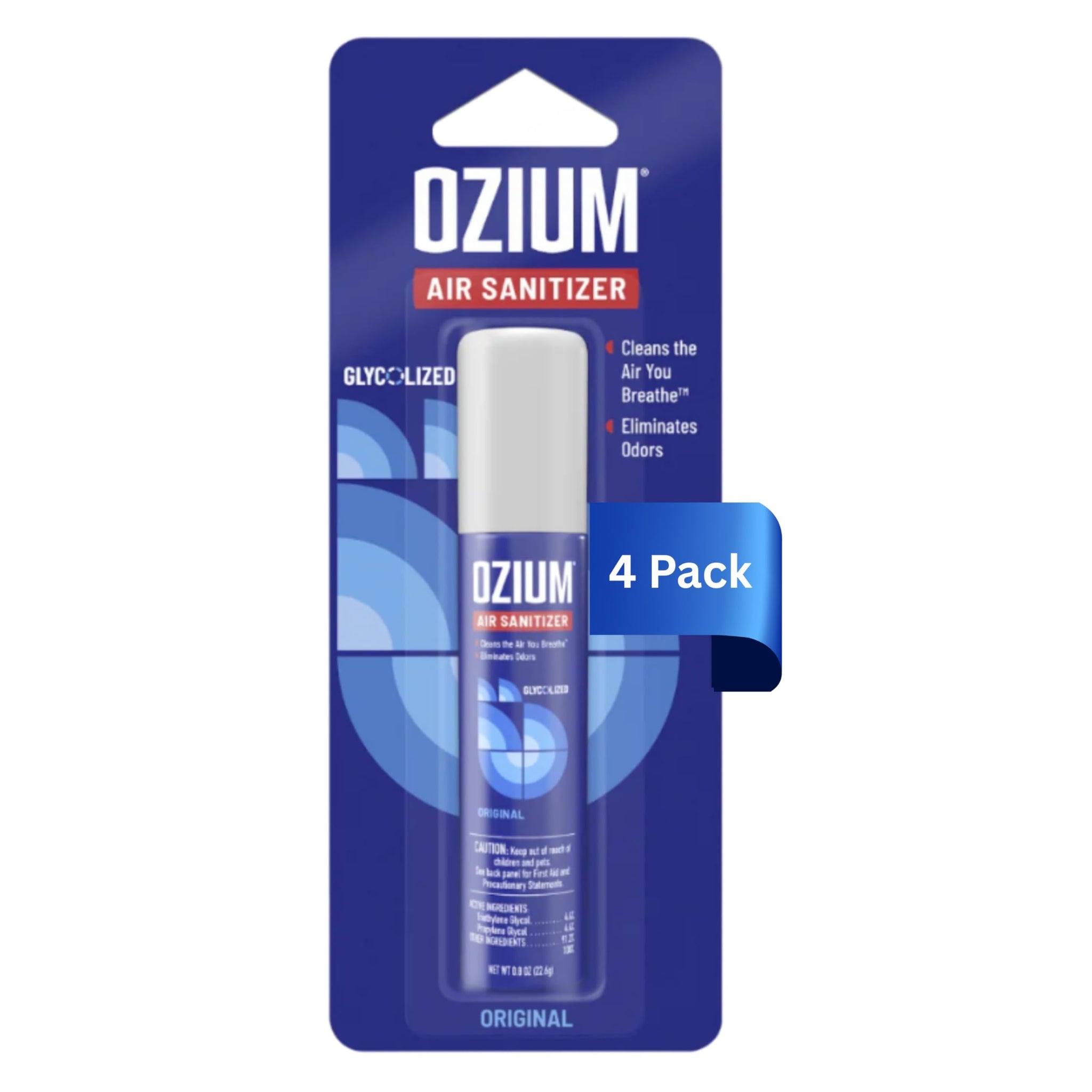 Ozium 0.8 oz. Air Sanitizer & Odor Eliminator for Homes, Cars, Offices and More, Original Scent, Pack of 4