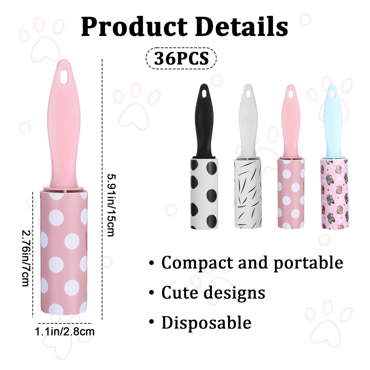 36 Pcs Lint Roller for Pet Hair Extra Sticky and Clothes,Mini Travel Lint Rollers Disposable Sheets Remove Dog/Cat Hair for Home Car Travel Use