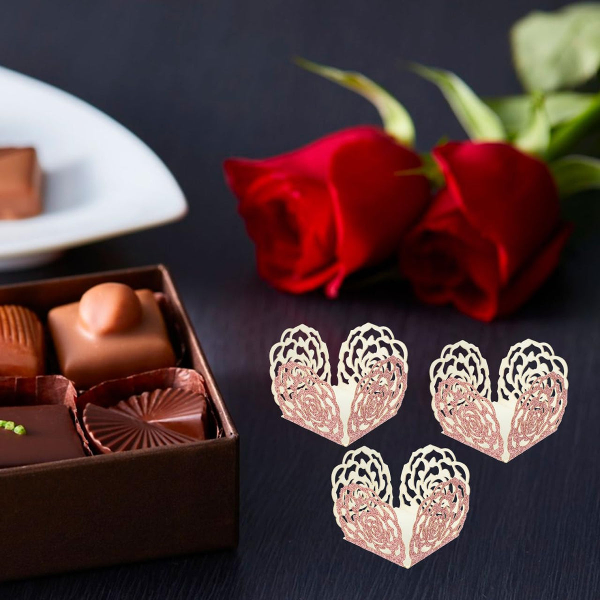 NOLITOY 50pcs Chocolate Paper Holders Truffle Cups Decorative Chocolate Candy Cups Candy Wrapping Papers