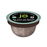 No Fun Jo Decaf: 12 Organic Compostable Pods for Keurig K-Cup Compatible Brewers, Swiss Water Process Eco-Friendly Single Serve Coffee Medium/Dark