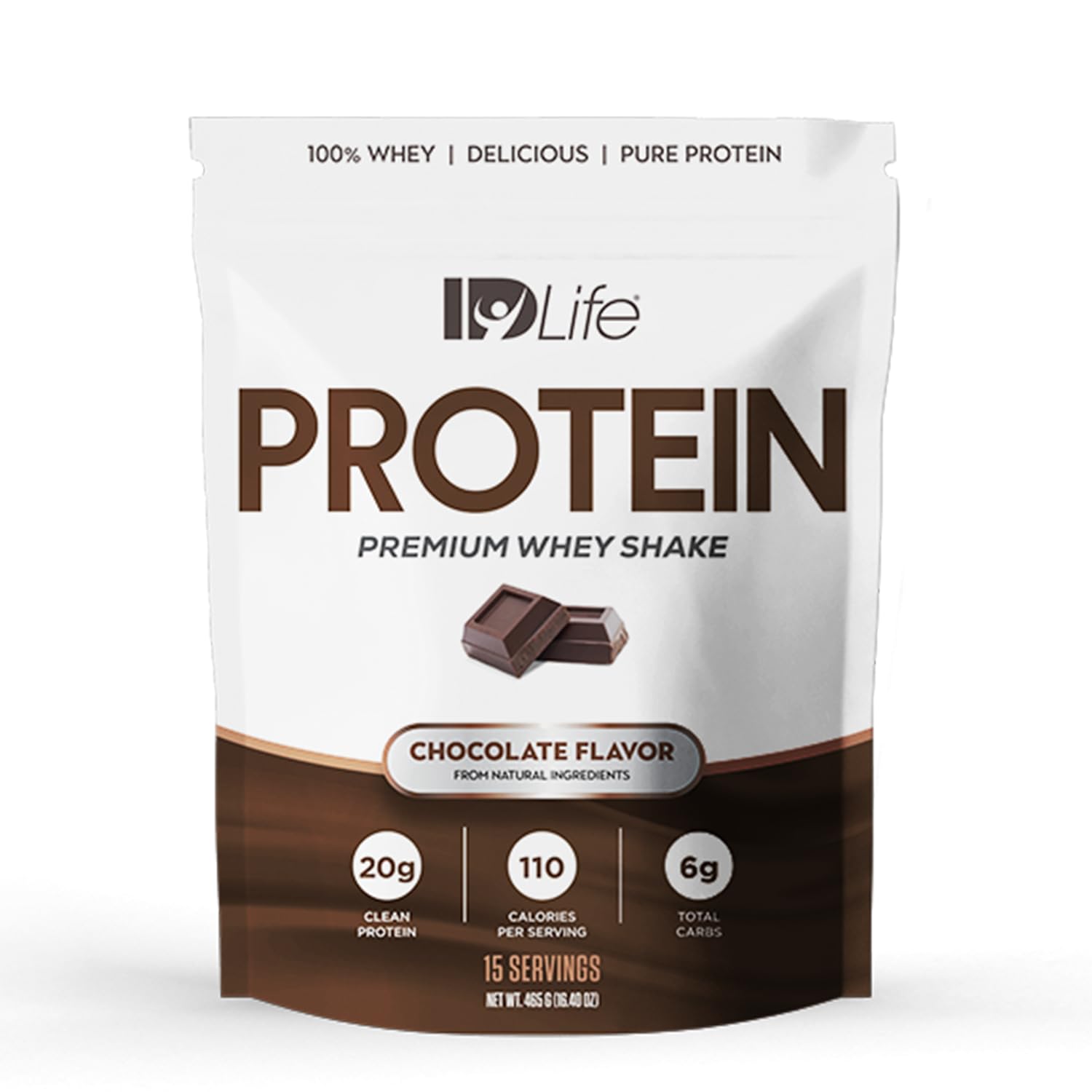 IDLife - Protein Shake - Chocolate Premium Whey Powder, 20g Protein, 110 Calories, 6g Carbs, Clean Nutrition Blend - 15 Servings 420g