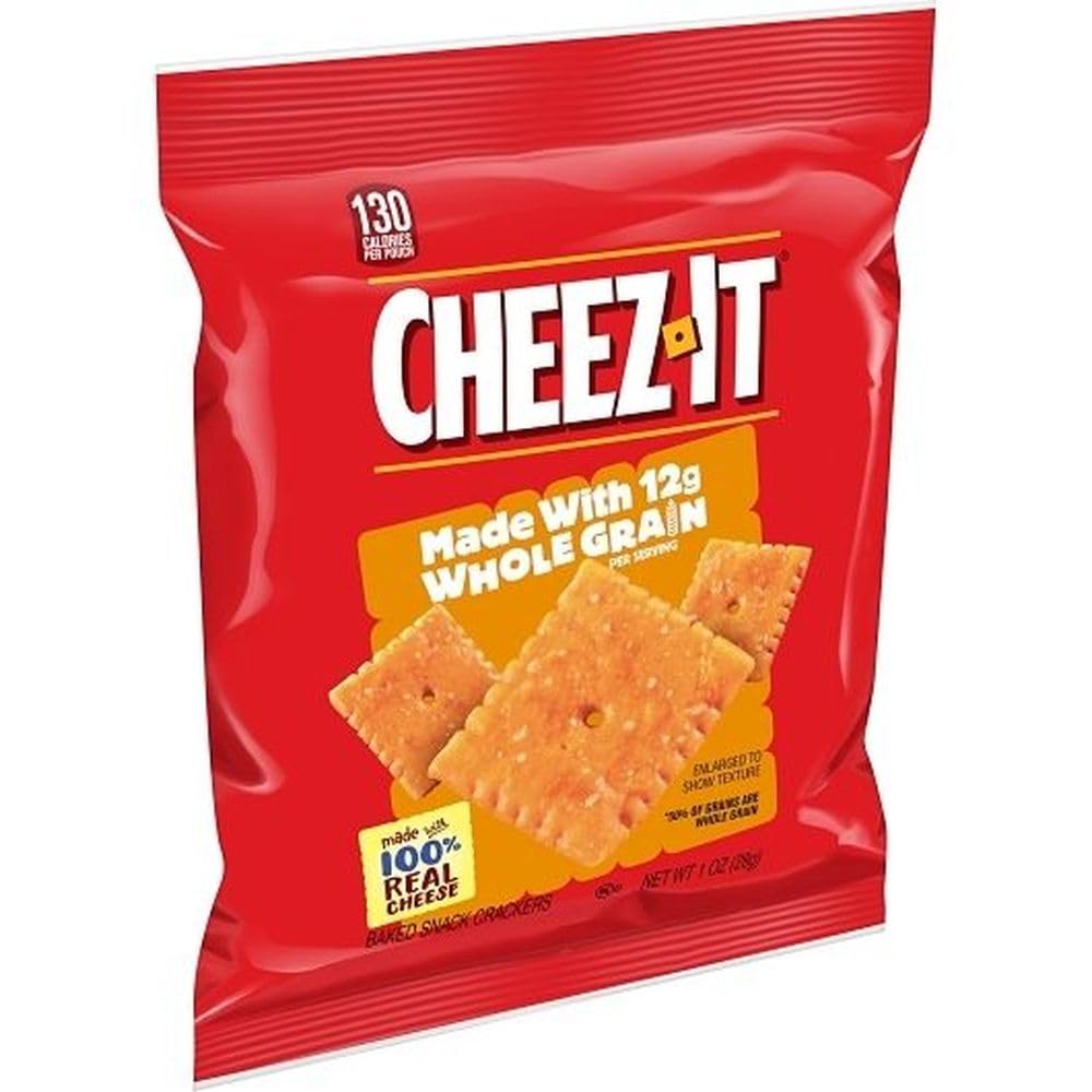 Sunshine Cheez-It Whole Grain Baked Snack Crackers, 1 oz Individual Bags, Bulk Case of 60