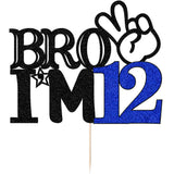 LVEUD 12th Birthday Cake Topper - 'Bro I'm 12' - Officially Teenager - Boy's 12th Birthday Cake Decorations - 12 Years Old - Big Brother Party