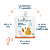 KATE FARMS Organic Pediatric Blended Meal, Squash and Carrot, 8g protein, organic whole foods, oral or tube feed nutrition, Gluten Free, Non-GMO, 8.45