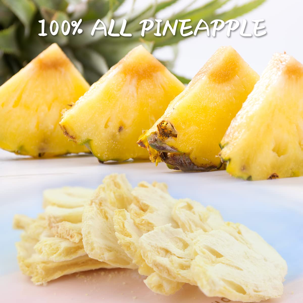 ONETANG Freeze-Dried Fruit Pineapple Chips, 10 Pack Single-Serve Pack, Non GMO, Kosher, No Add Sugar, Gluten free, Vegan, Holiday Gifts, Healthy Snack