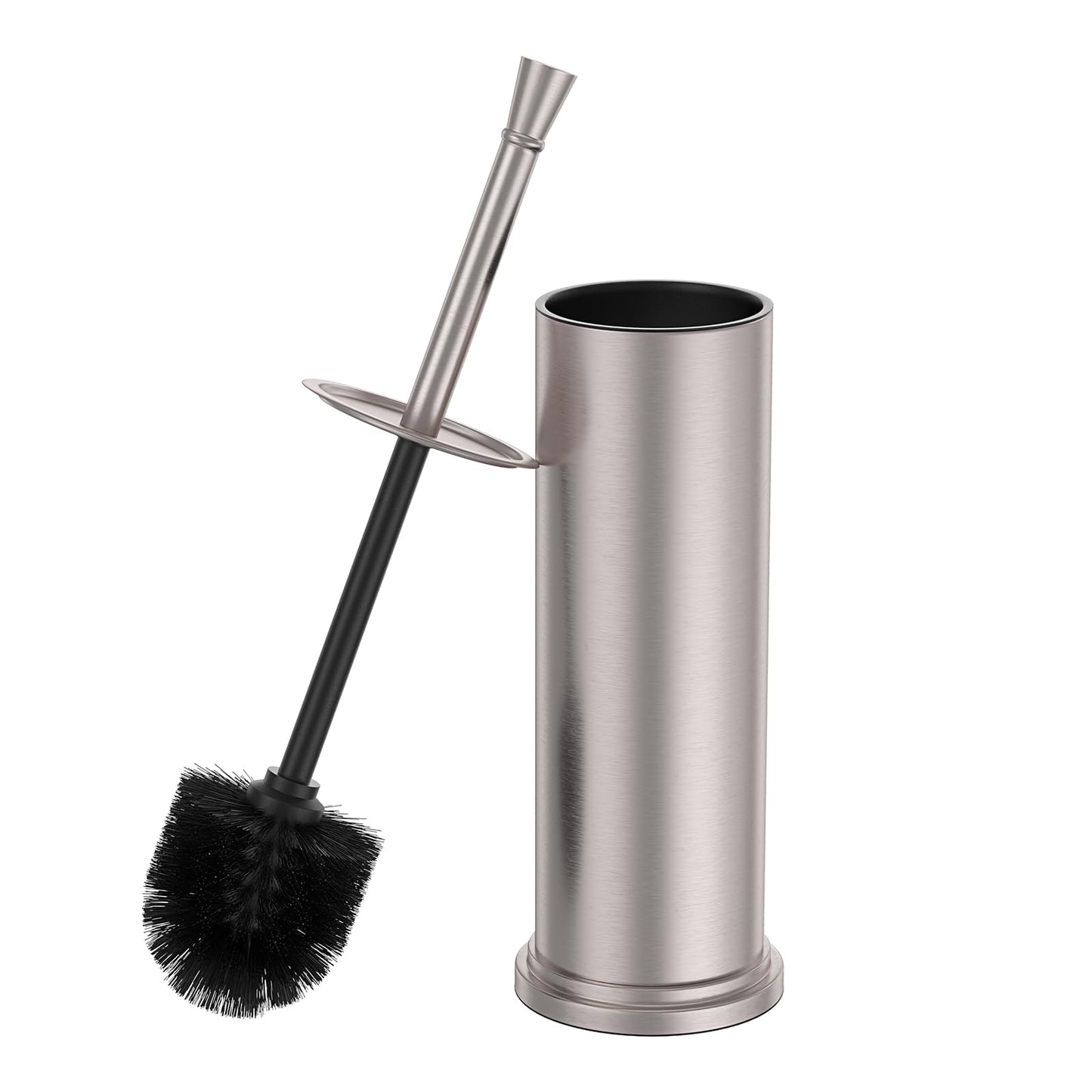 Nickel Brush and Holder?Extra Long Handled Nickel Brush for Bathroom?Stainless Steel Heavy Duty Toilet Bowl Brush,Deep Cleaning Modern Toilet Cleaner
