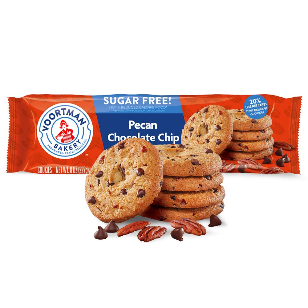 Voortman, Sugar Free Chocolate Chip Pecan Cookies No Artificial Colors, 8 Ounce