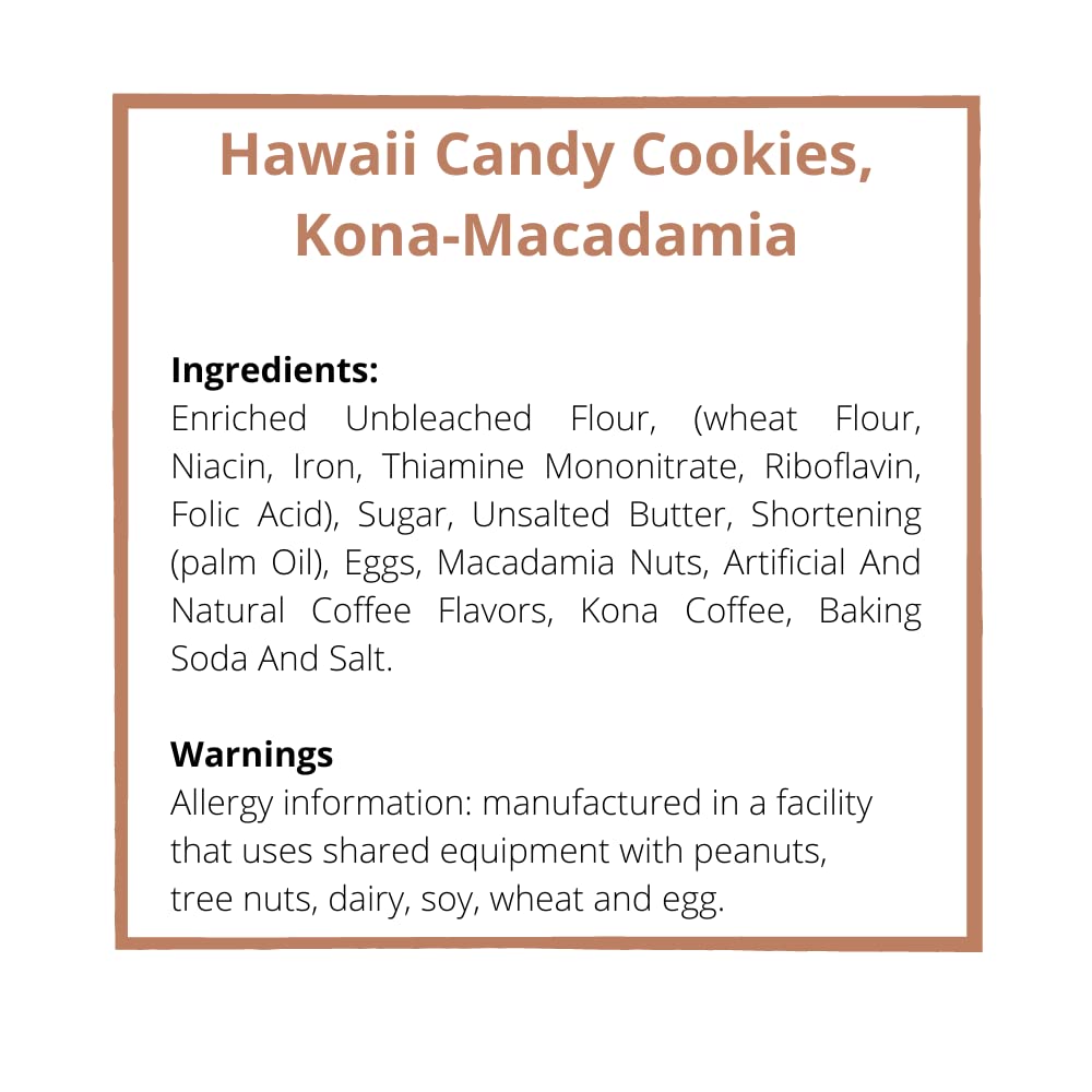 Hawaii Candy Kona Coffee Macadamia Nut Cookies | Authentic Made in Hawaii | Healthy Snacks | Safe for School 5 oz (1 Pack)