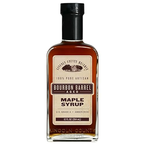 Lincoln County Reserve Bourbon Maple Syrup, Made in USA | Bourbon Barrel Aged. Grade A Amber Rich Taste in Sustainable 12oz Glass Bottle. Gluten Free