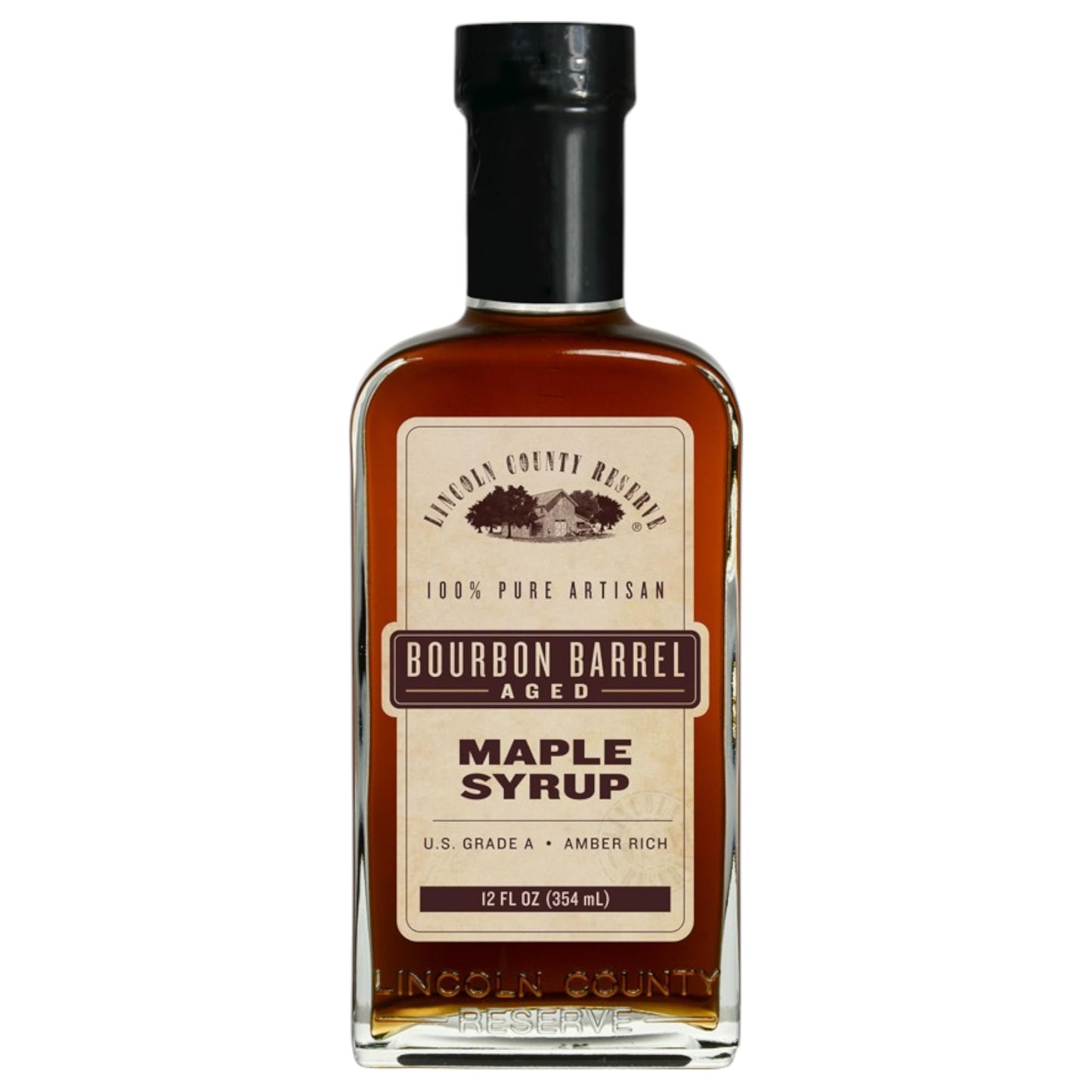 Lincoln County Reserve Bourbon Maple Syrup, Made in USA | Bourbon Barrel Aged. Grade A Amber Rich Taste in Sustainable 12oz Glass Bottle. Gluten Free