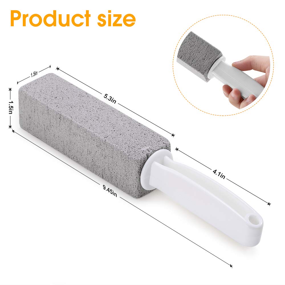 Kadden 2 Pack Pumice Stone Toilet Bowl Cleaner with Handle, Hard Water Ring Remover & Stain Scrubber for Bathroom, Pool, Sink and Tub, Ergonomic Heavy