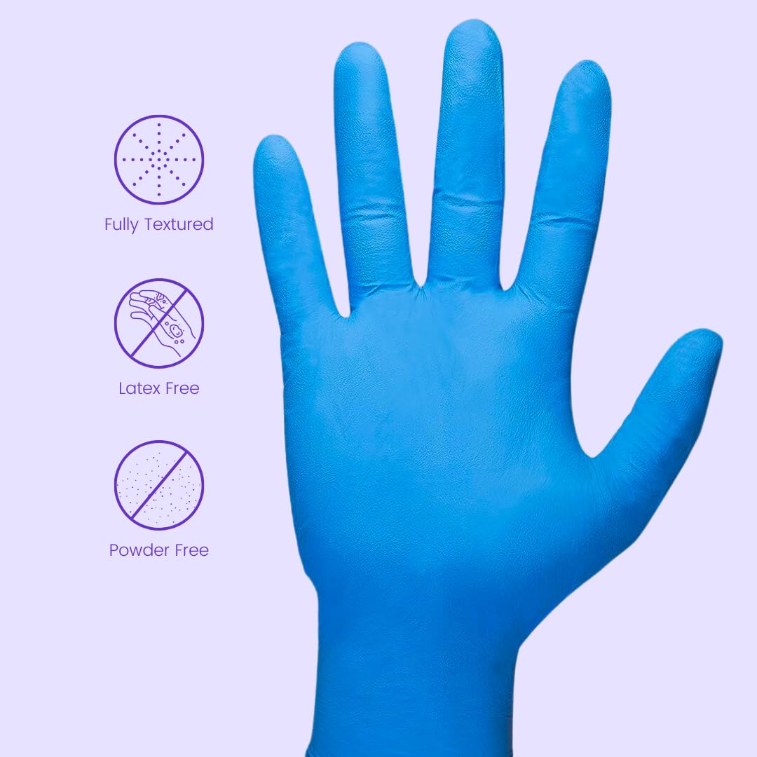 Shamrock Nitrile Disposable Gloves Blue - 5 mil, Powder-Free, Latex-Free, Rubber Cleaning Glove, Food Grade, Salon Use, Large, 80113