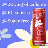 FLRT Energy, Strawberry Fling, Clean Energy, Energy Drink, 12 Fl Oz (Pack of 12)