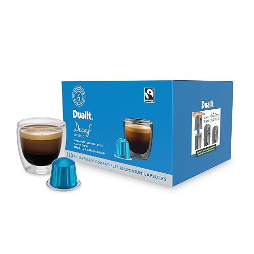 Dualit Original Line Compatible* Decaf Recyclable Aluminium Coffee Capsules by Dualit | 120 Pack - 12 X 10 Pk - 120 Servings of Premium Eco Friendly