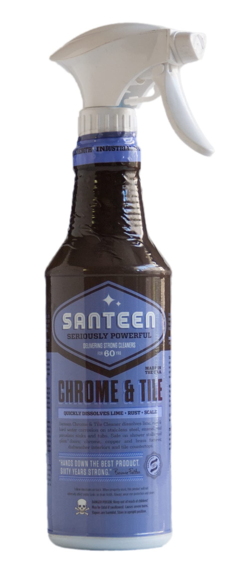 Santeen Chrome & Tile Cleaner - 6?Pack 22oz Trigger Spray Bottles - Dissolves Lime, Rust & Hard Water Corrosion on Stainless Steel, Porcelain, Glass