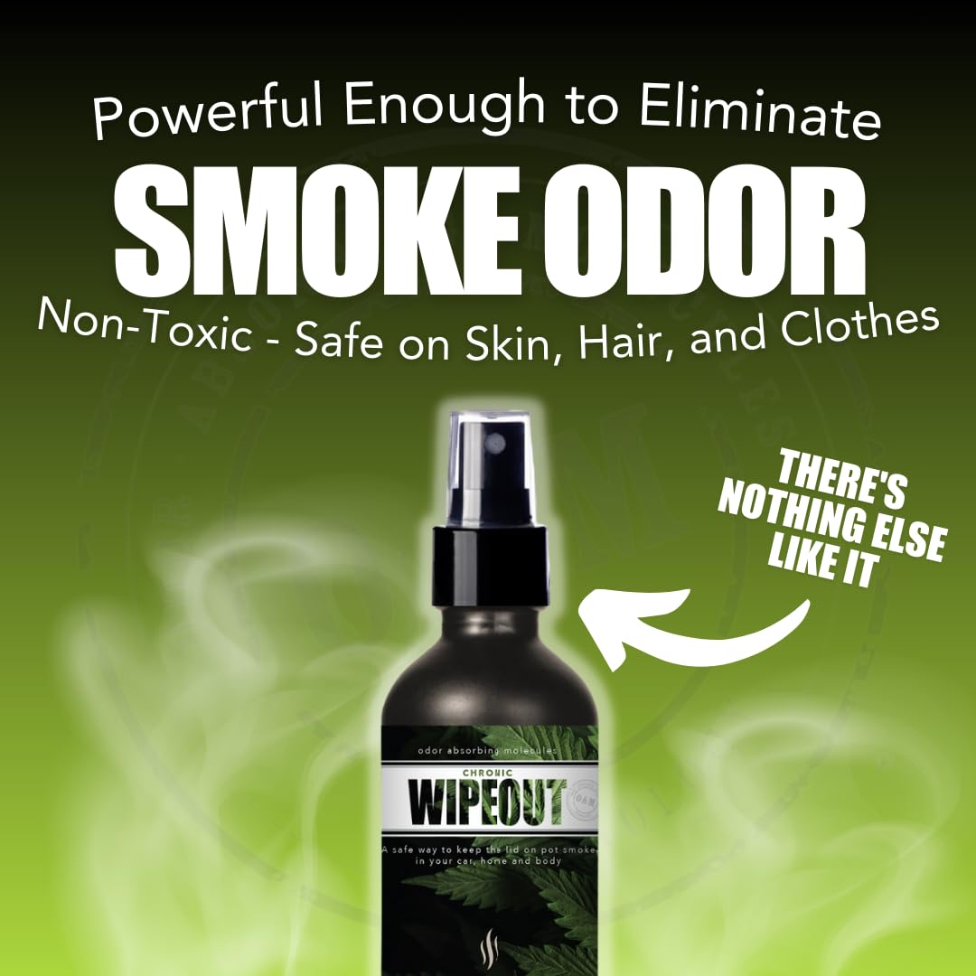Chronic Wipeout Smoke Smell Eliminator for Home, Cars, Hands, Hair, Clothes, & More | Smoke Odor Eliminating Spray for All Kinds of Strong Smoke |