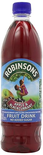 Robinson's Fruit Drink, Apple & Blackcurrant, No Added Sugar, 1 Liter Plastic Bottles (Pack of 12)