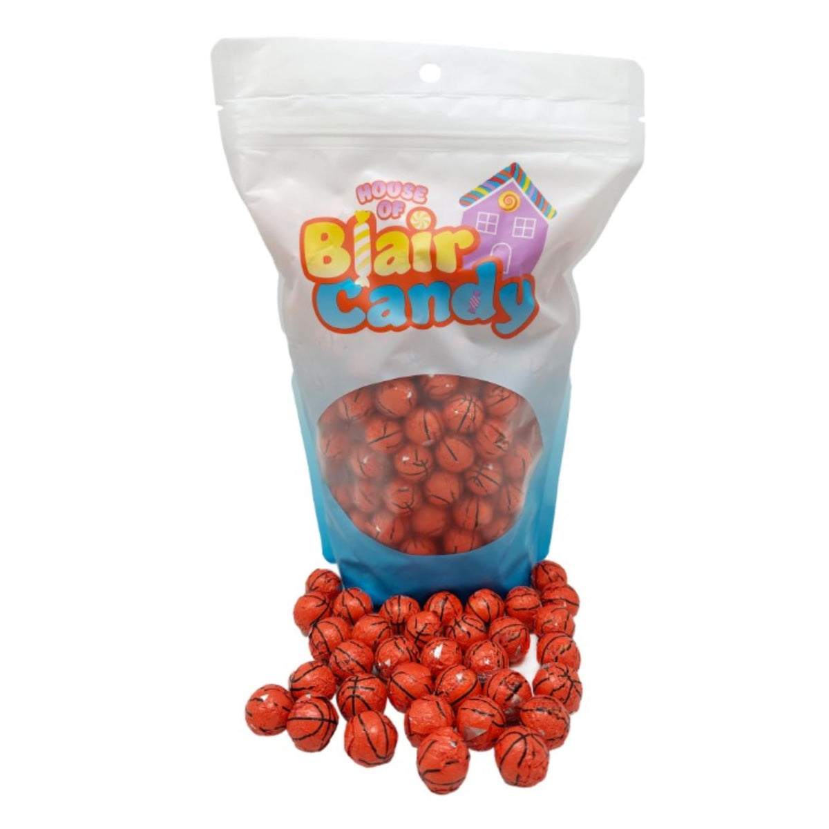 Chocolate Covered Basketballs - 2 LB Resealable Stand Up Bag (approx. 160 pieces) - Individually Wrapped Milk Chocolate Basketballs - Bulk Party