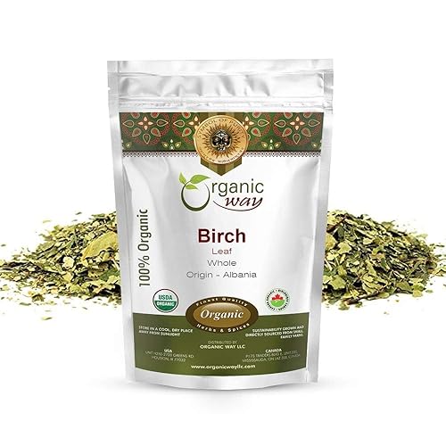 Organic Way Dried Birch Leaf Whole (Betula pendula) - European Wild-Harvest | Organic & Kosher Certified | Raw, Vegan, Non GMO & Gluten Free | USDA