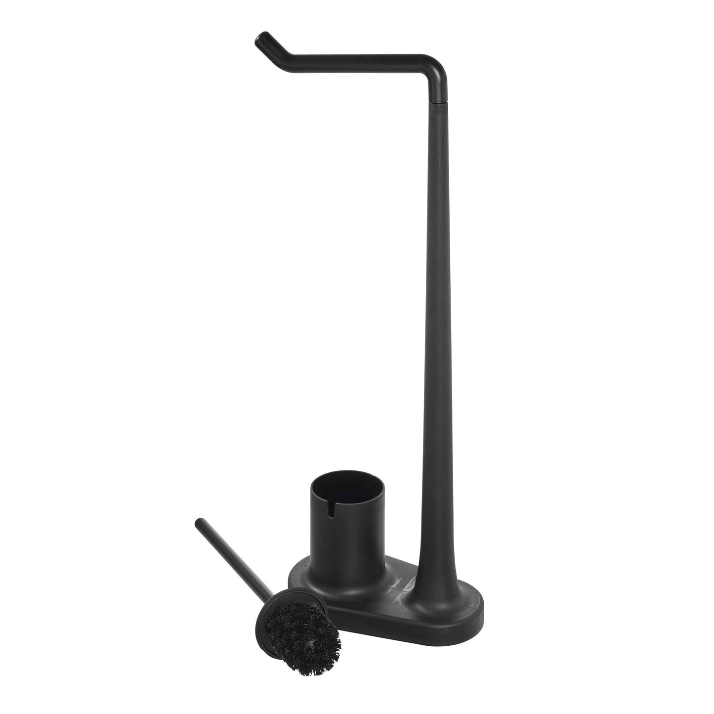 iDesign Cade BPA-Free Plastic Toilet Paper Bowl Brush Set, Tissue Stand Plus, Matte Black