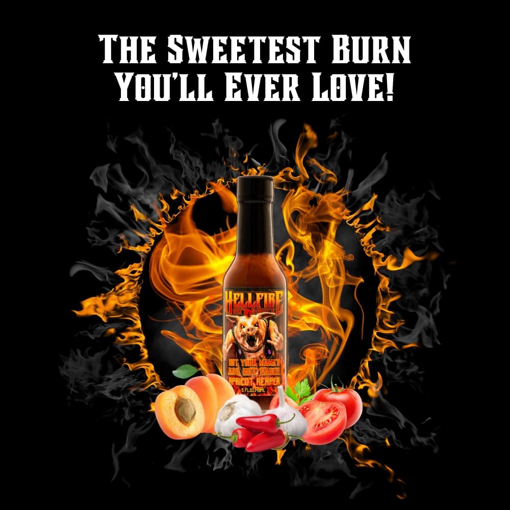 Hellfire Hot Sauce Not Your Mama’s BBQ Sauce Apricot Reaper - Multi Award Winning Gourmet BBQ Hot Sauce! A tomato based BBQ sauce created with fire