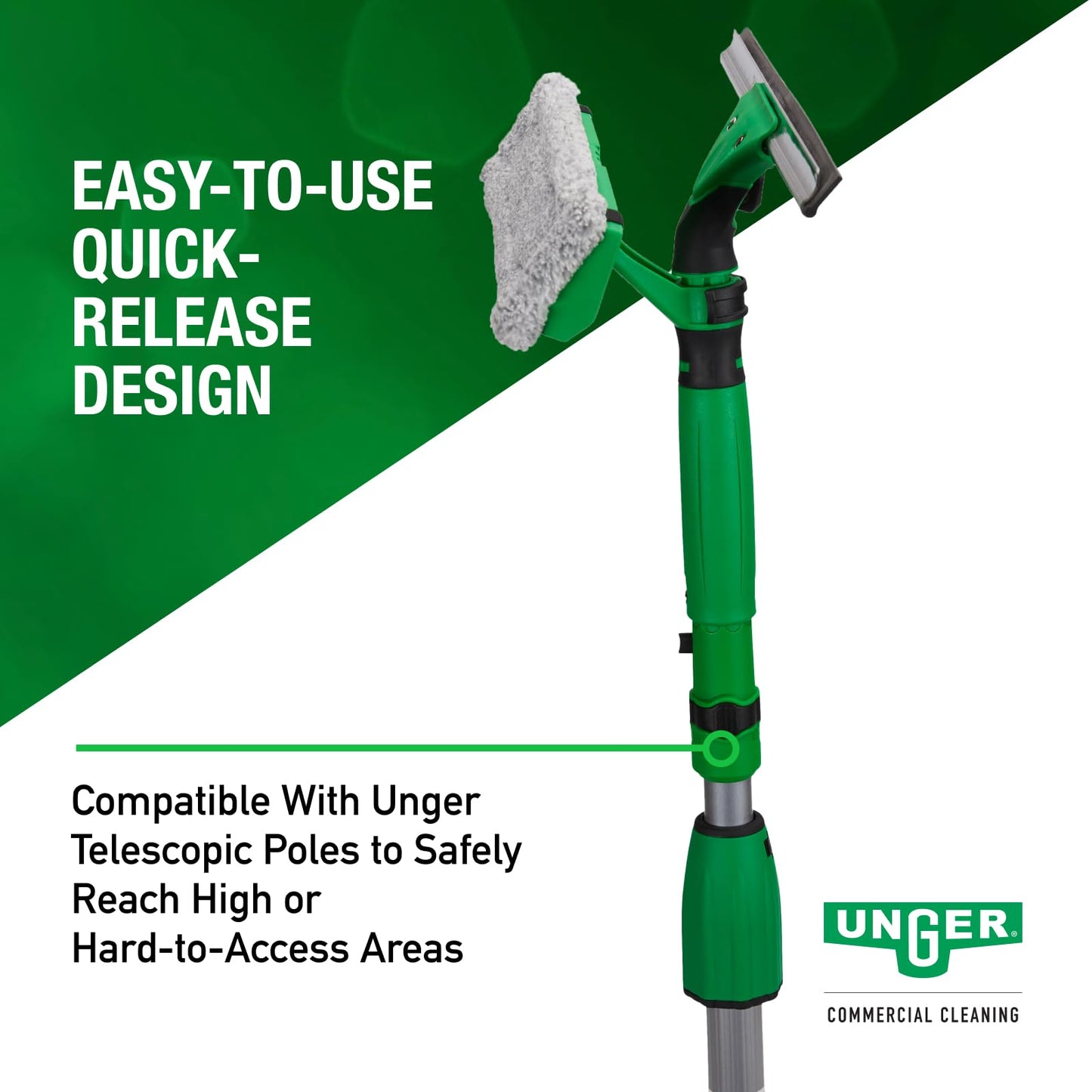 Unger Commercial VisaVersa Window Cleaning Washer and Squeegee Pro Tool 18”/45cm - 2-in-1 Design with Microfiber Pad for Window Cleaners - VV450