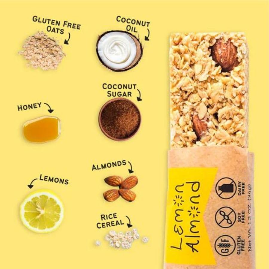 Amazing Lemon Almond Granola Bars | 12 Pack | Gluten, Dairy, & Soy Free | Made in Omaha, NE | The Gourmet Granola