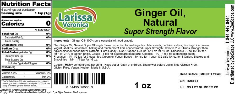 Ginger Oil, Natural Super Strength Flavor (1 oz, ZIN: 528533) - 2 Pack