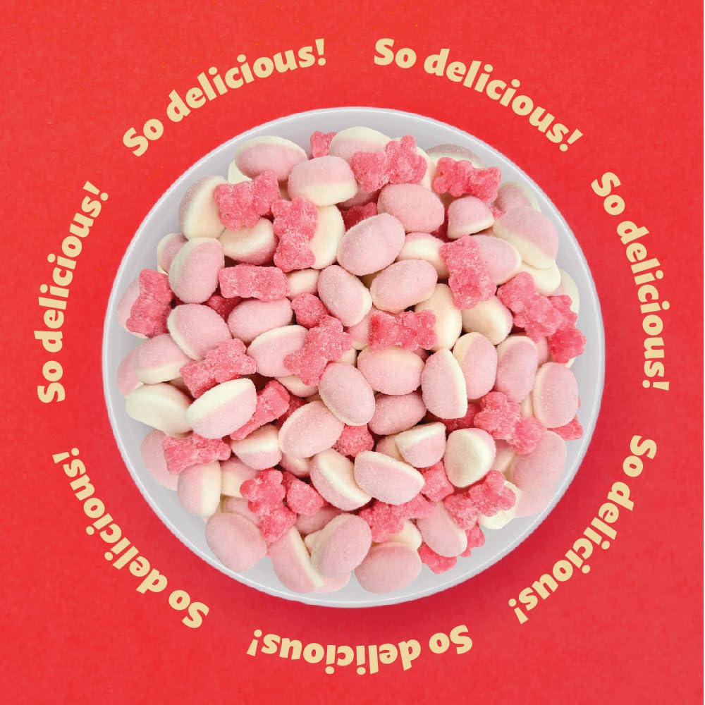 Pink Candy Mix | 2 Pound Bag | Sour Tutti-Frutti Gummi Bears & Strawberry Puffy Gummies | Chewy Candy | Pink Gummies for Baby Showers, Gender Reveal