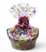 Mothers Day Gift Basket with Chocolate, Candy & Snacks - 16 Inch Tray Wrapped Gift Basket - Holiday Treats for Mom, Grandma, Family, Friends
