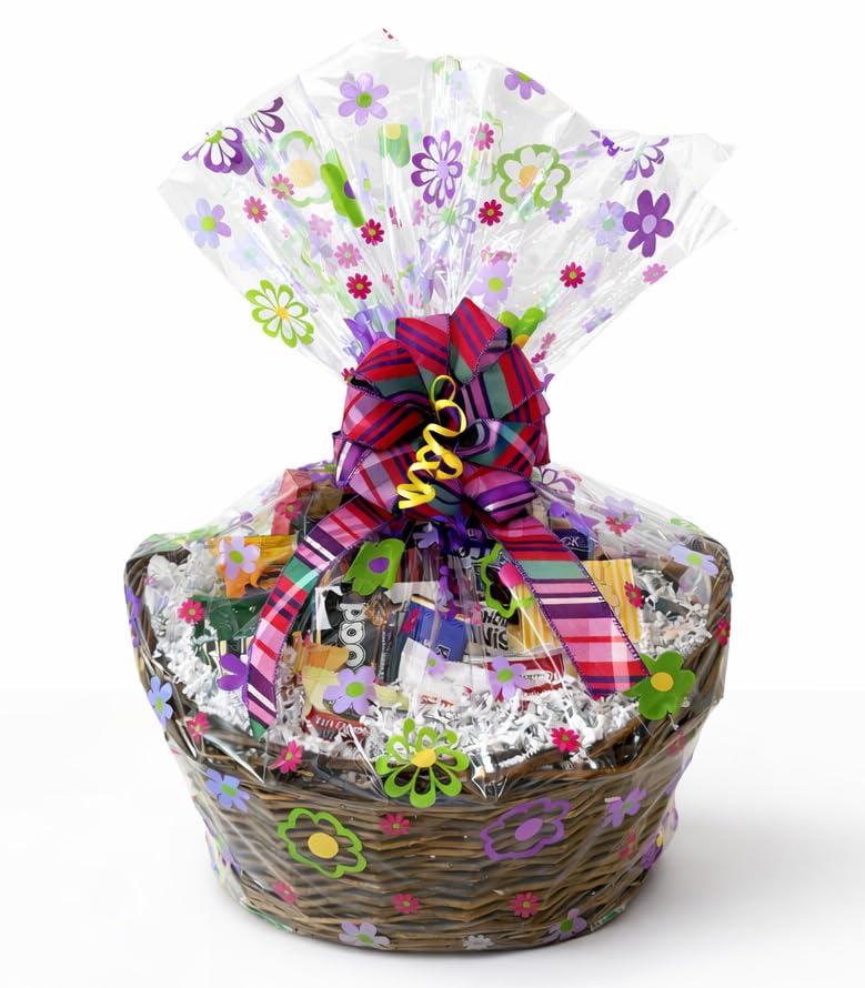 Mothers Day Gift Basket with Chocolate, Candy & Snacks - 16 Inch Tray Wrapped Gift Basket - Holiday Treats for Mom, Grandma, Family, Friends