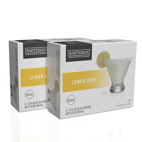 Bartesian 16-Pack Lemon Drop Mixer Capsules for Cocktail Machine - Home Bar Mixology Cocktails Mix Pod Capsule Set to Use with the Bartesian Cocktail