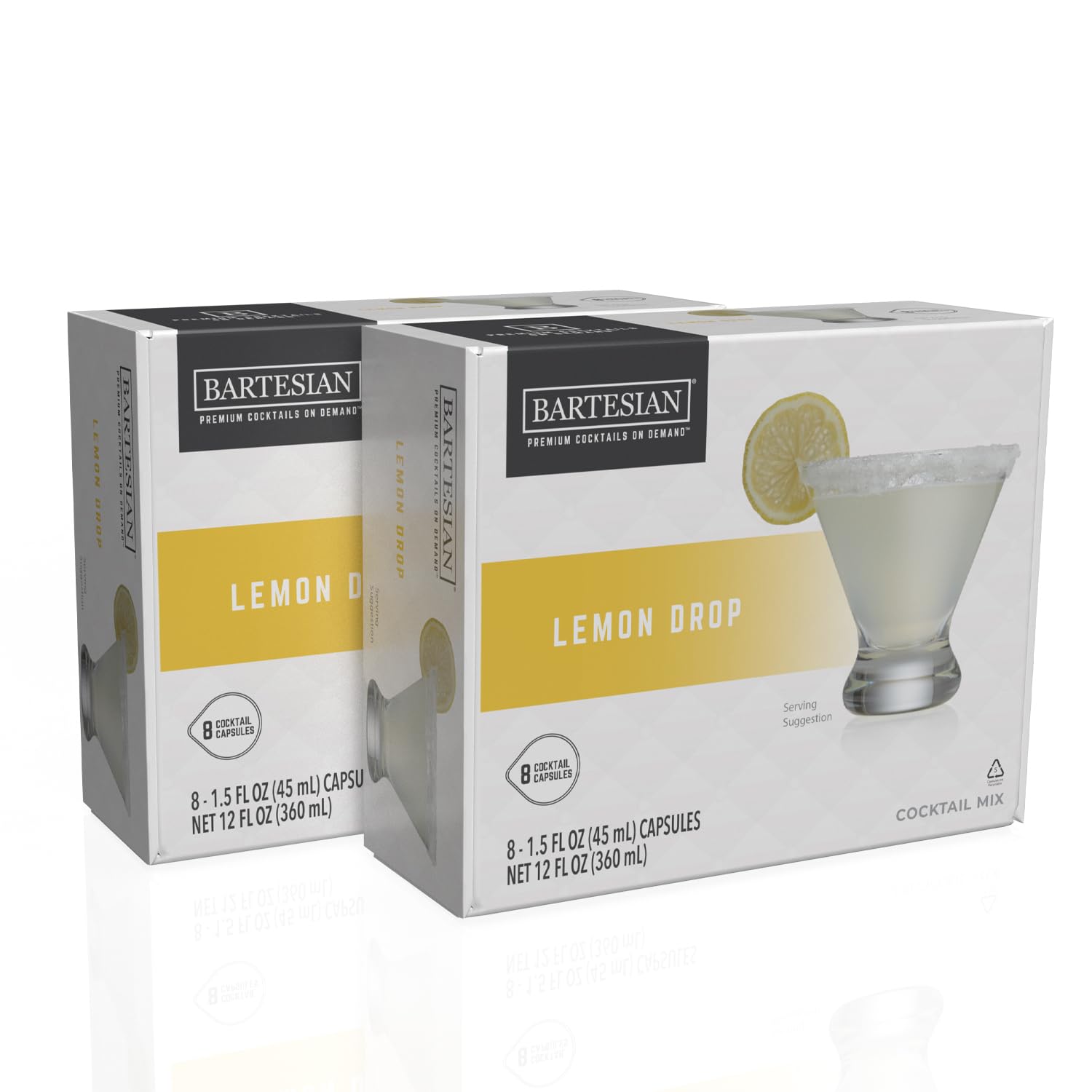 Bartesian 16-Pack Lemon Drop Mixer Capsules for Cocktail Machine - Home Bar Mixology Cocktails Mix Pod Capsule Set to Use with the Bartesian Cocktail