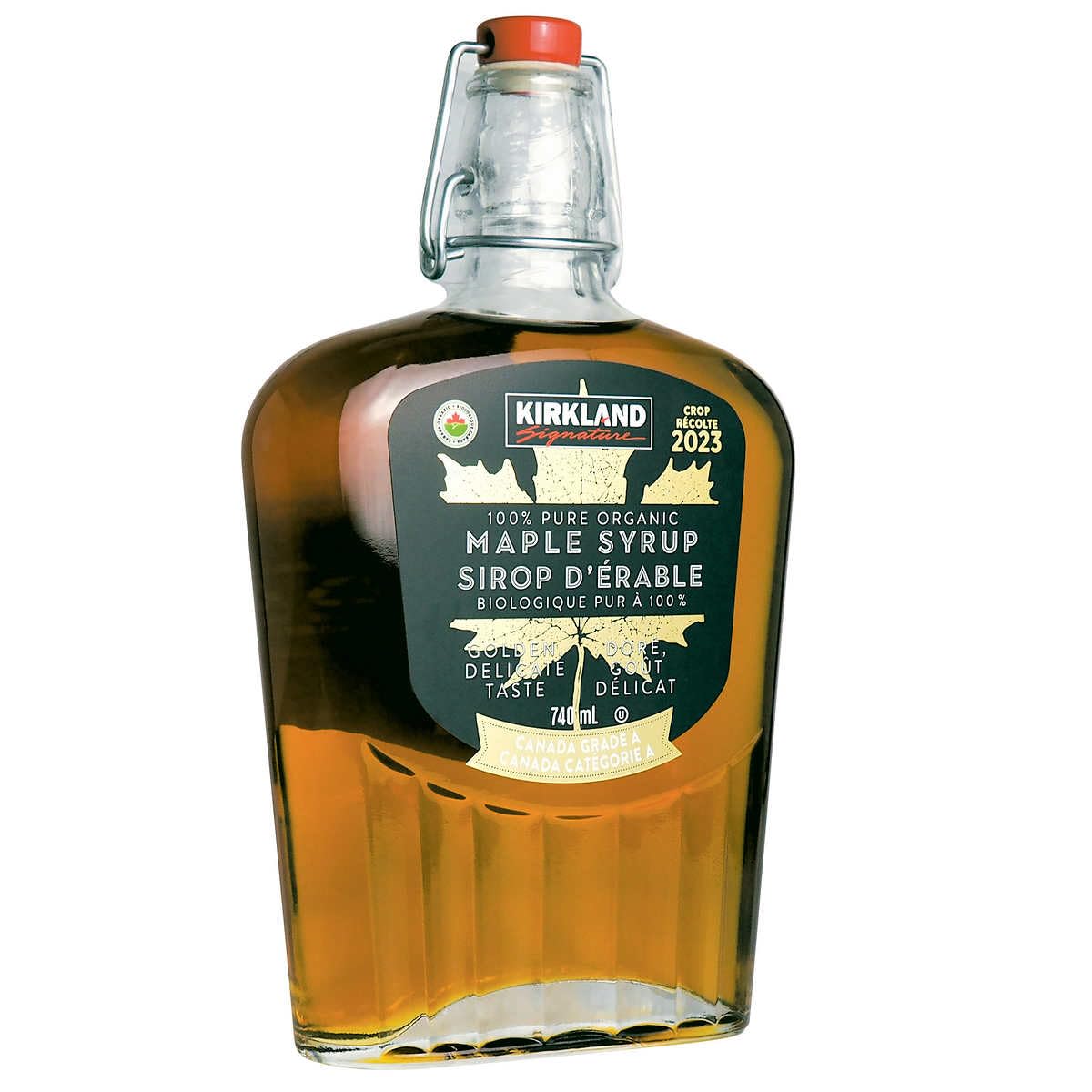 Kirkland Signature 100% Pure Organic Maple Syrup, Canada Grade A, 740mL/26 fl. oz. Bottle (Imported from Canada)