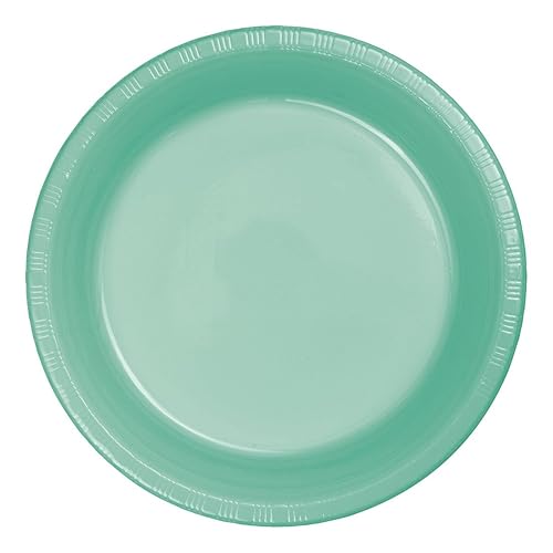 Creative Converting Disposable Fresh Mint Plastic Lunch Plate, Party Supplies, 7", Green, 20ct