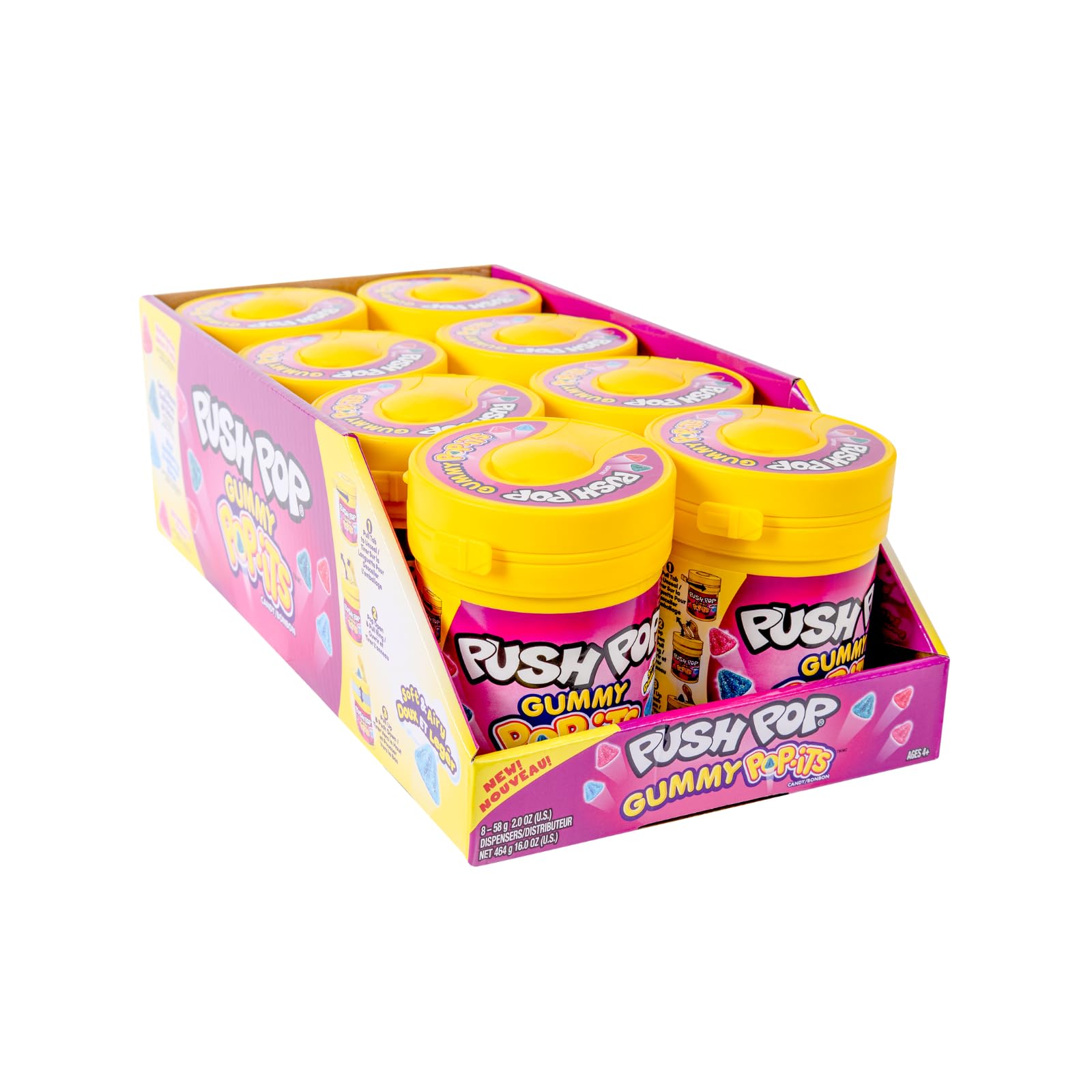 Push Pop Pop-Its Candy Gummies, 8 Ct Individually Wrapped Gummies in Assorted Fruity Flavors, Full Size Fun Chewy Candy For Party Favors, Birthday