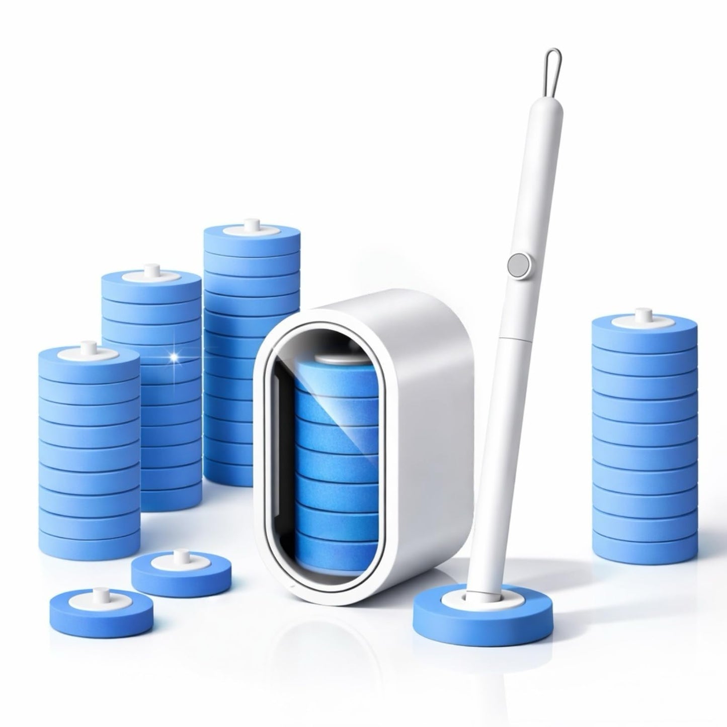 Disposable Toilet Cleaning System with 24 Refills, Toilet Wand Kit with Holder, Wall Mounted Toilet Brush Set for Deep Cleaning Bathroom Bowl