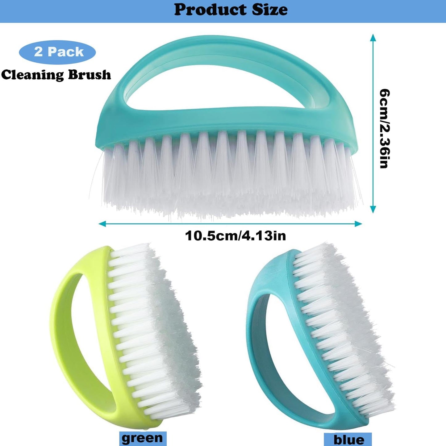 2 Pack Scrubbing Brushes for Cleaning, Heavy Duty Scrub Brush Nylon Stiff Bristles,Scrubber Cleaner Brush