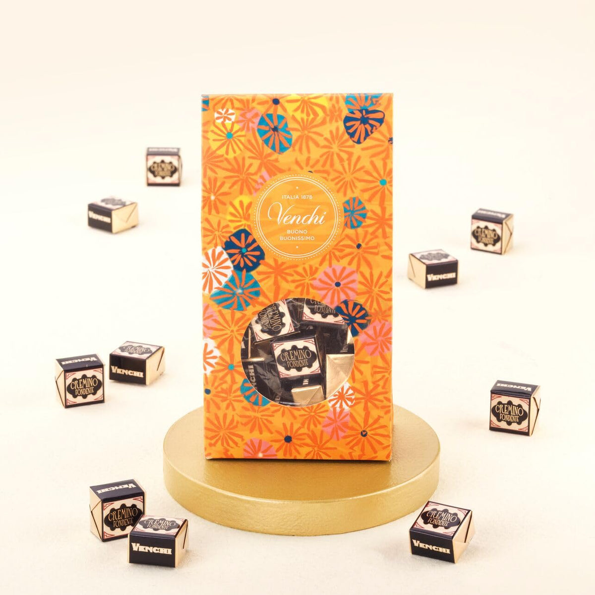 Venchi - Murrine Gift Box with 25 Cremino Extra Dark Chocolates, with Mediterranean Almond Paste and Creamy Piedmont Hazelnut Gianduja Chocolate