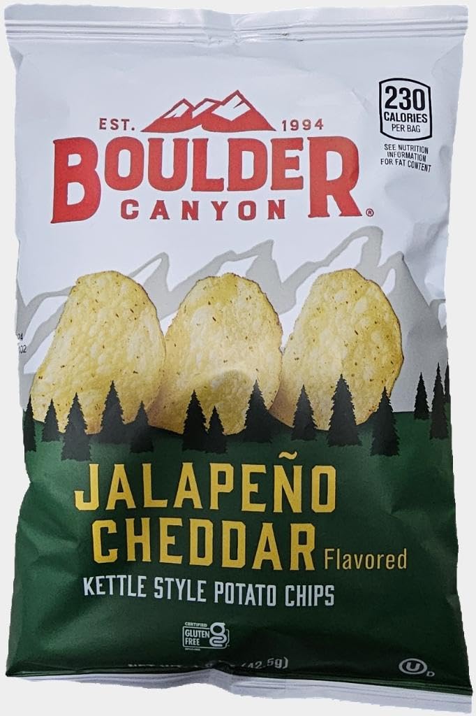 Boulder Canyon | Jalapeno Cheddar | Kettle Style Potato Chips| 1.5 Ounce | Pack of 12 Bundled by SUPERDEALS with Mystery Bonus Gift