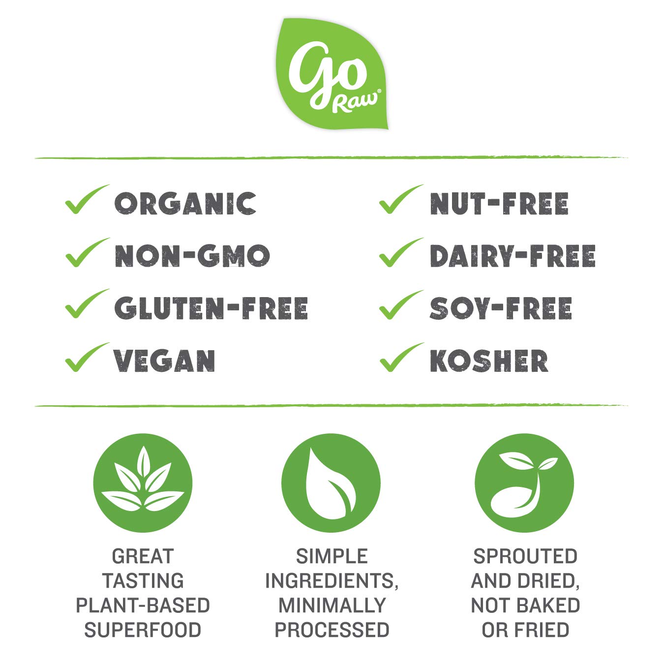 Go Raw Sprouted Organic Granola, Raisin Crunch, Vegan, Gluten Free, Nut Free, Healthy Breakfast Cereal with Superseeds, Non-GMO, 0g Added Sugar, 3g