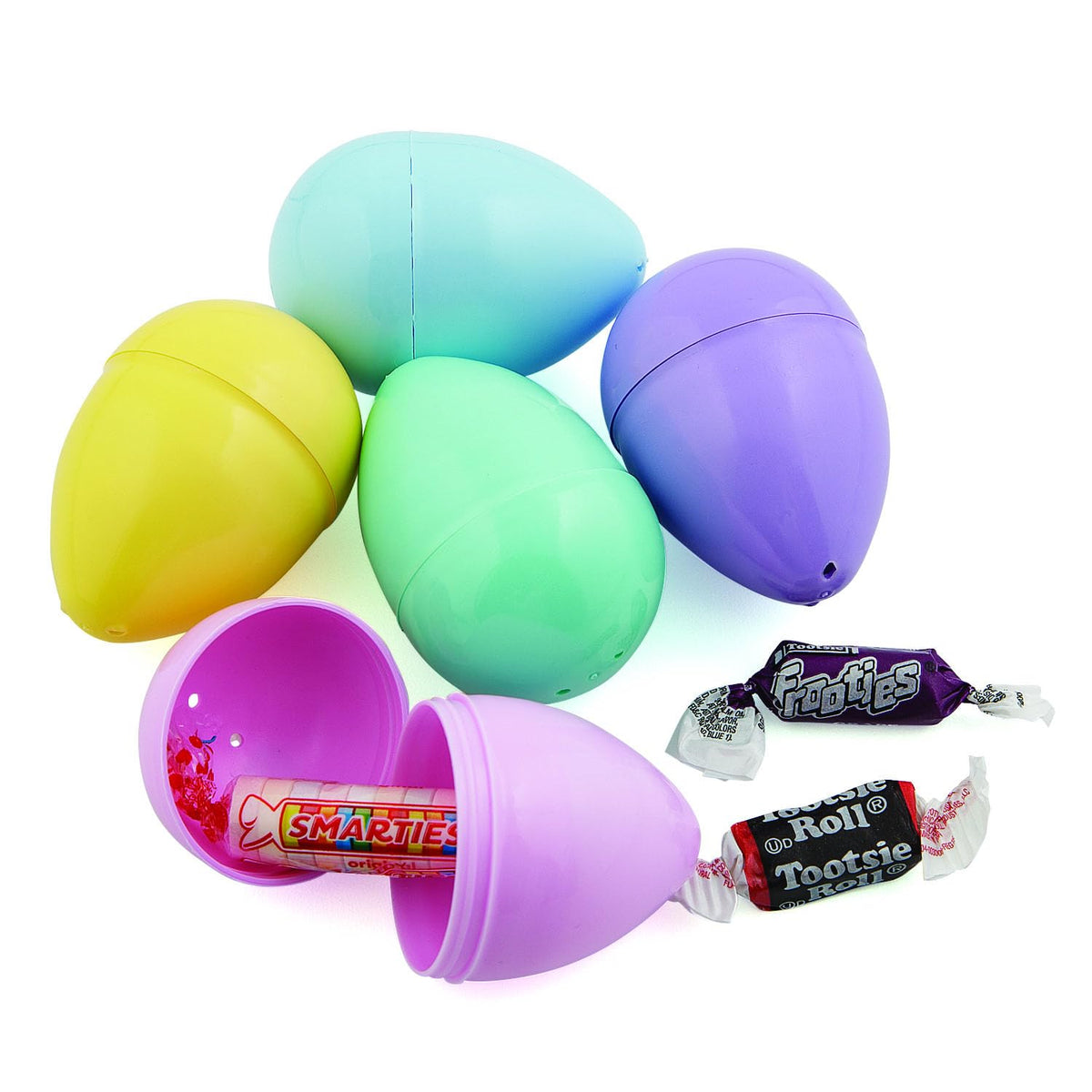 Fun Express Bulk Shimmer Plastic Easter Eggs Prefilled with Candy 1000 Pieces - 2.5 Inch Shiny Pastel Candy Filled Eggs for Kids Easter Egg Hunt