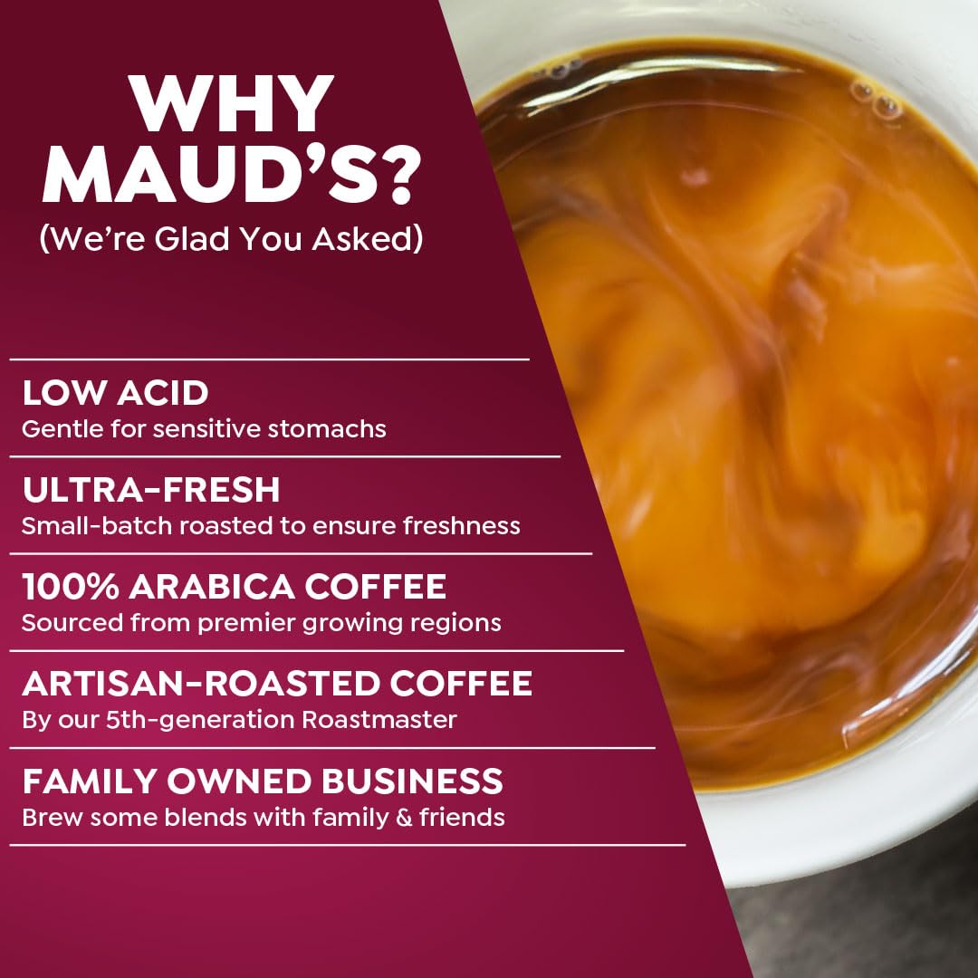 Maud's Decaf Raspberry Chocolate Flavored Coffee Pods, 18 ct, Decaffeinated Medium Roast Flavored Coffee in Single Serve Pods - 100% Arabica Beans