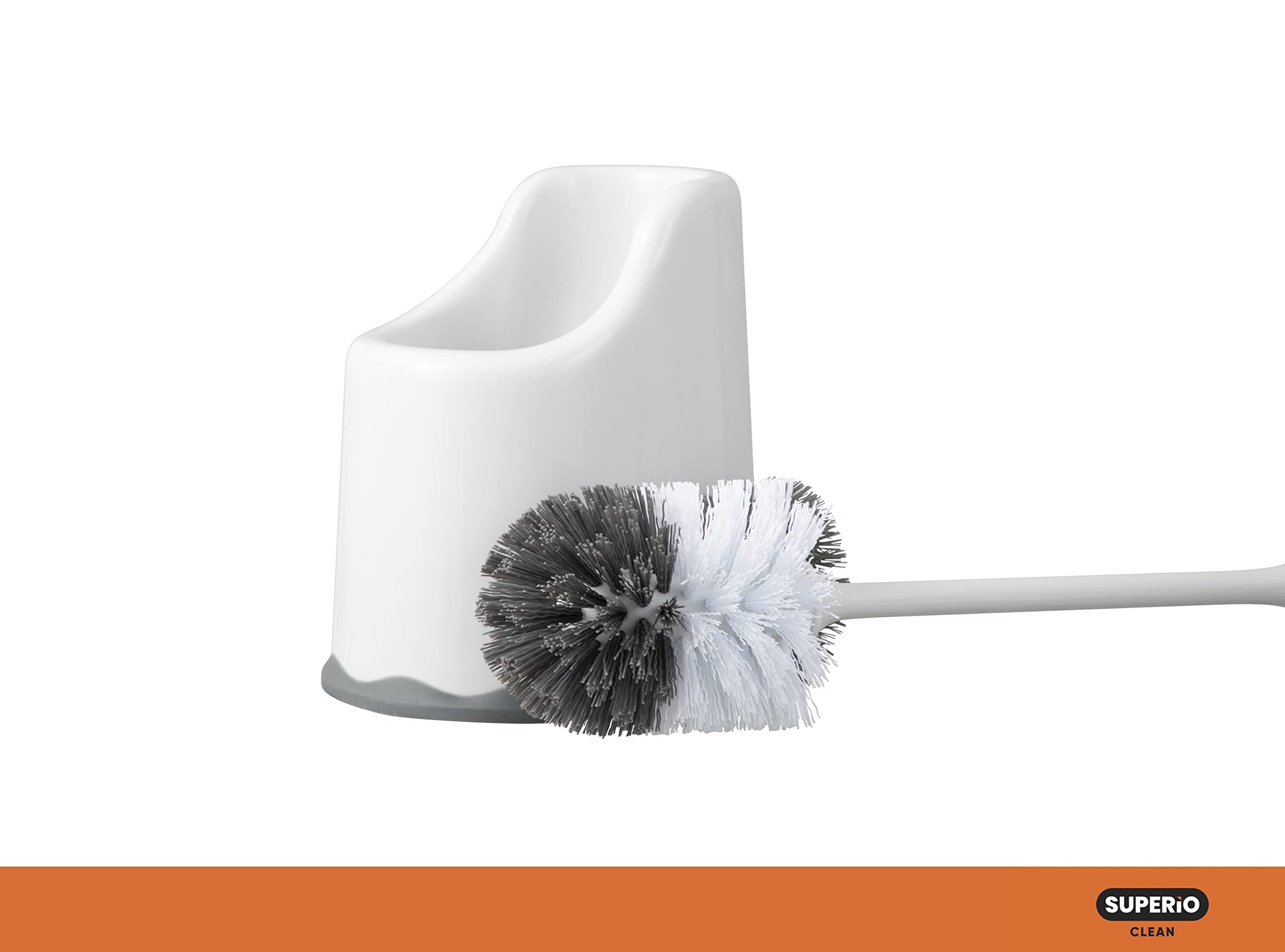 Superio Toilet Bowl Brush and Holder with Under Rim Cleaner for Bathroom, Toilet Brush and Caddy with Non Scratch Bristles and Under Rim Lip Brush